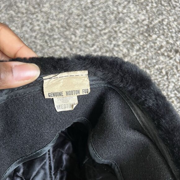 Vintage Stetson Black Genuine Mouton Fur Hat Adult Size Medium M Union Made - Picture 9 of 11